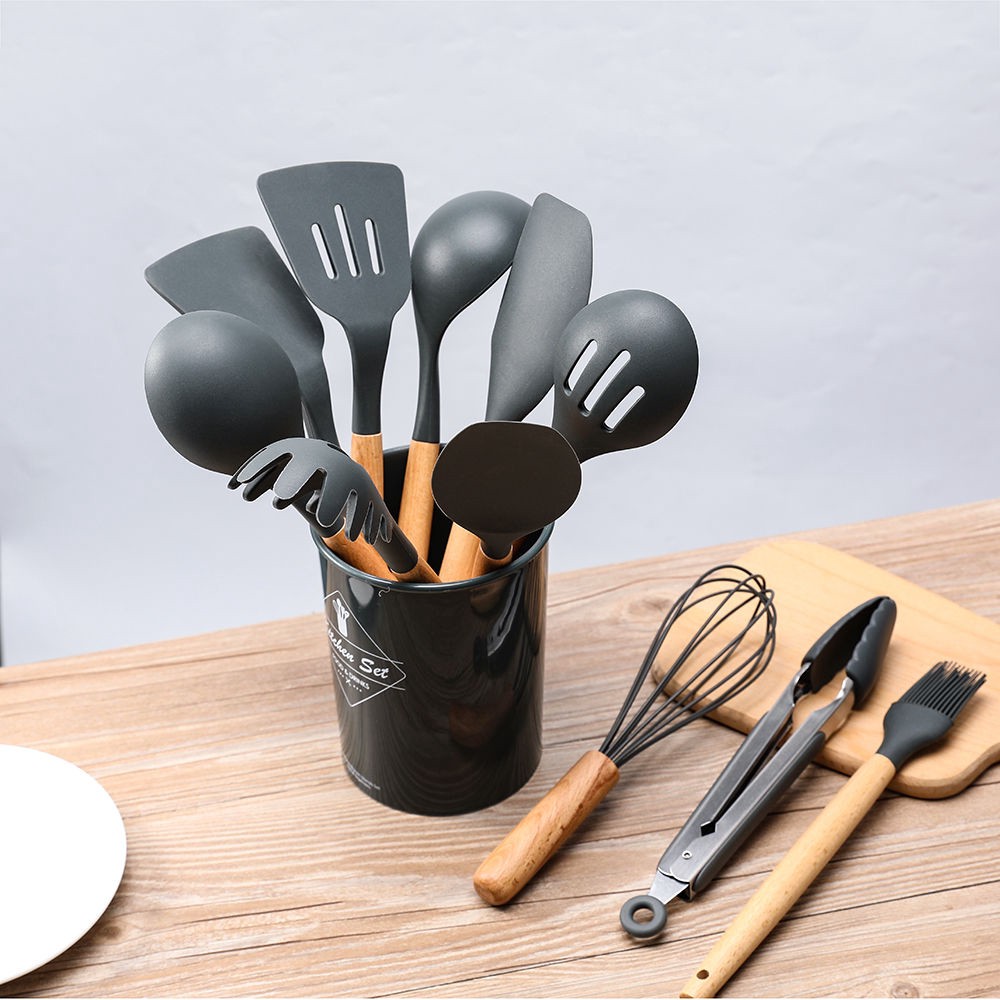 Alat Masak Spatula Silikon Peralatan Masak Set 12 in 1 Silicone Kitchen Set Spatula Silicone Kitchen Set Utensil Spatula Cooking