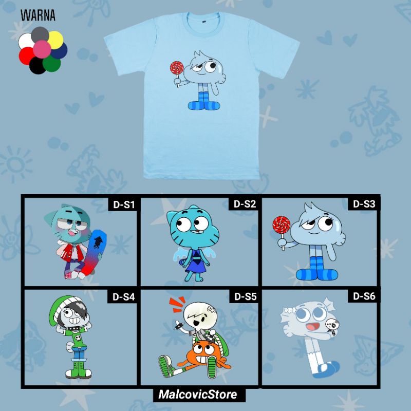 Kaos Anak/Gumball T-shirt/Baju Anak Gumball/Atasan Anak Laki Laki Gumball/Kaos Anak Perempuan Gumbal