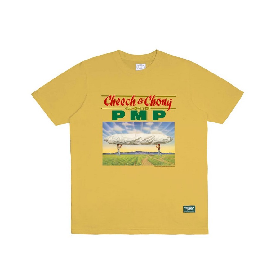 POT MEETS POP / CHEECH AND CHONG - GREATEST HIT TEE YELLOW