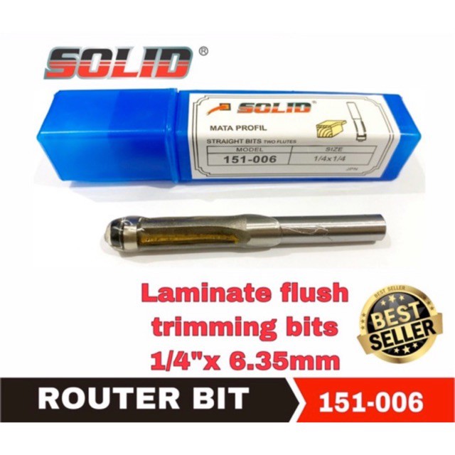 Mata Profil/Router/Trimmer Lurus Laker/Bearing AS 1/4" (Laminate Flush Trimming) Solid 6mm 8mm 10mm 