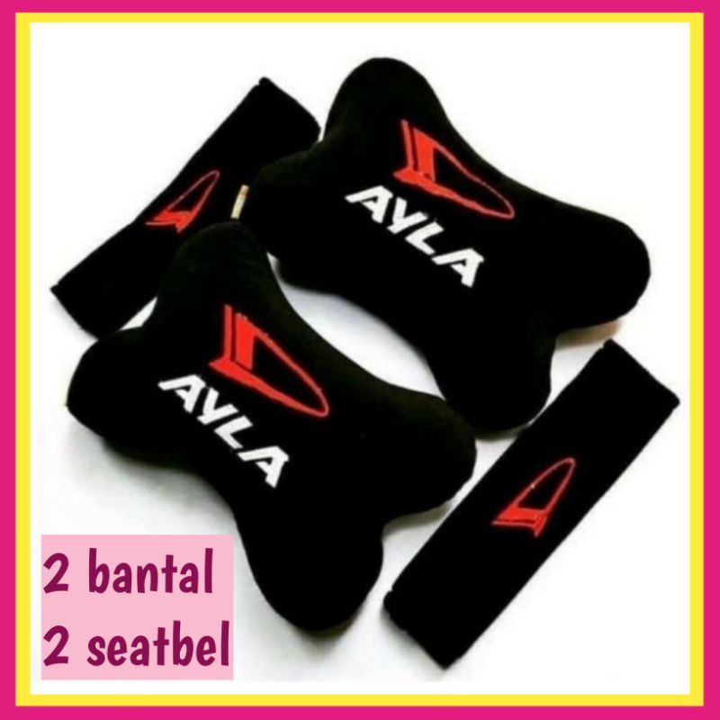 Bantal Mobil CALYA Headrest sandaran kepala leher dan seat belt Bagus Berkualitas Padat Isi