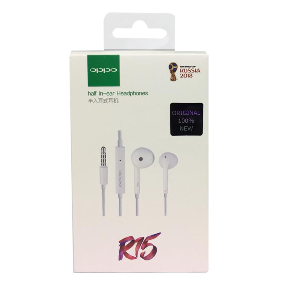 R15 Headset Earphone Handsfree Oppo ORIGINAL 100% | Shopee