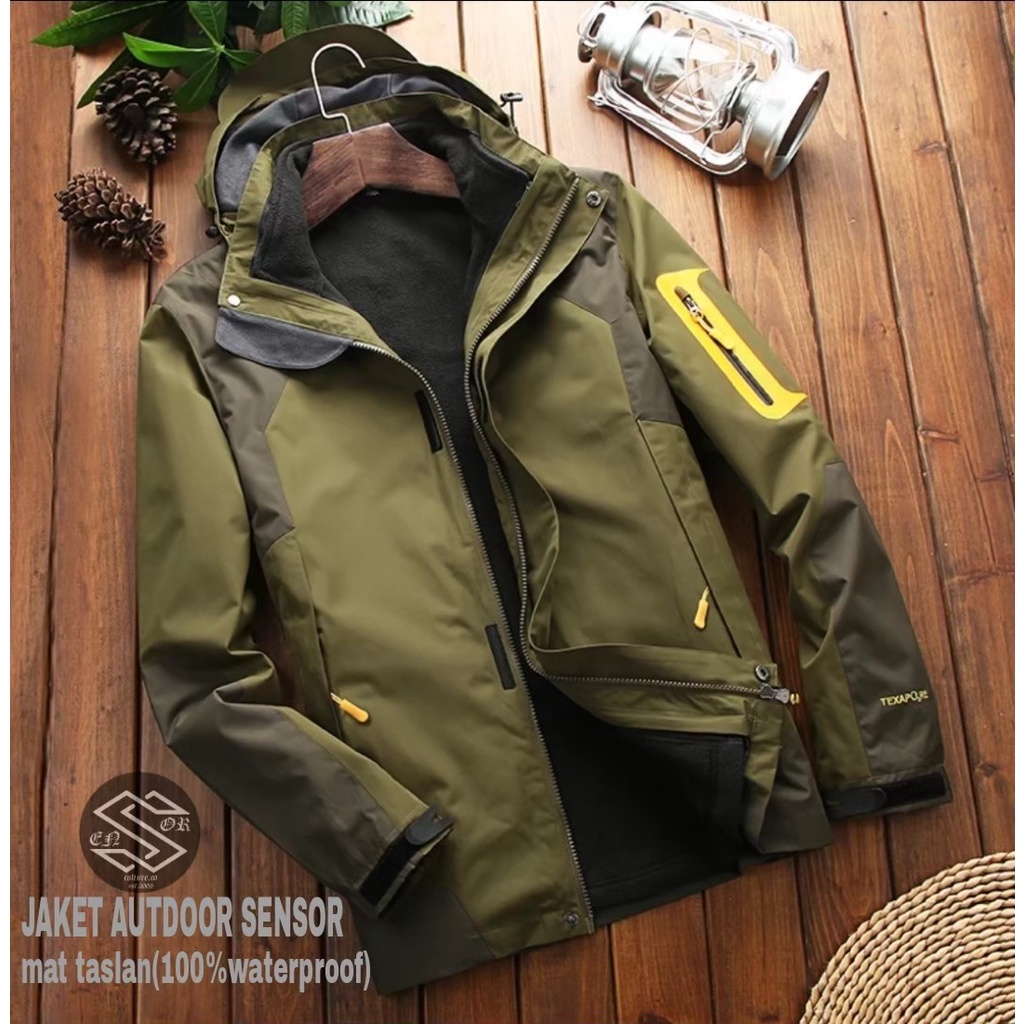 TURUN HARGA ! JAKET OUTDOOR HOODIE SENSOR / JAKET GUNUNG PRIA PARASUT WATERPROOF ANTI AIR