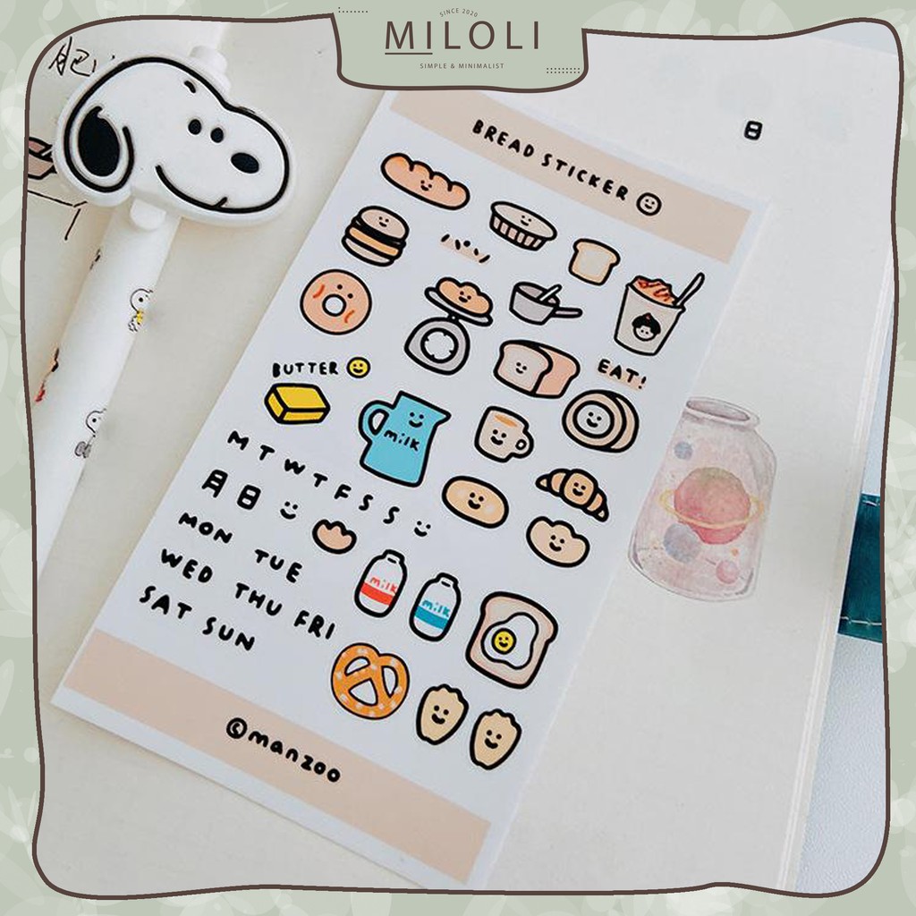 

[MILOLI] 1PCS BREAD MANZOO Stiker PET Sticker Decor Planner DIY Scrapbook Stiker Dekor - B0221