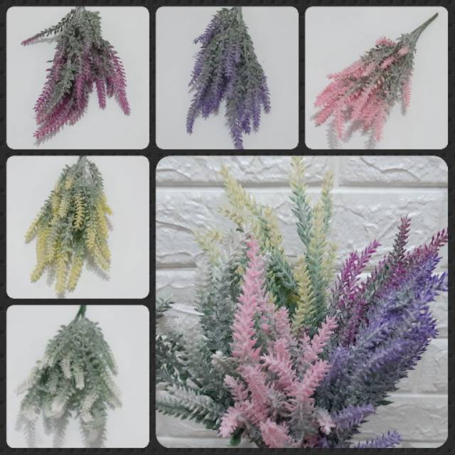 BUNGA PLASTIK LAVENDER BEDAK B8151 HIAS ARTIFICIAL B25C5P10 DEKORASI RUMAH