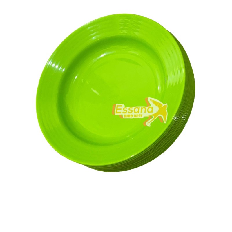 Piring Makan Bulat Plastik 9inch ( Promo Beli 12pcs Gratis 1 Sendok Kayu ) Terlaris Termurah Berkualitas ( 1pcs ) claris-P.M hijau muda 1pcs