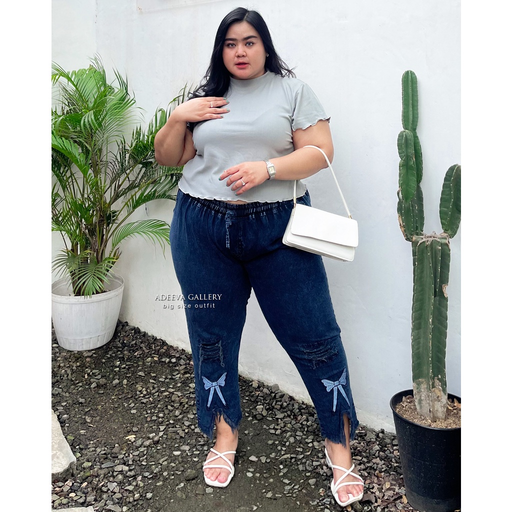 ADEEVA Claudya Pants Super Jumbo Celana Jeans Wanita Jumbo