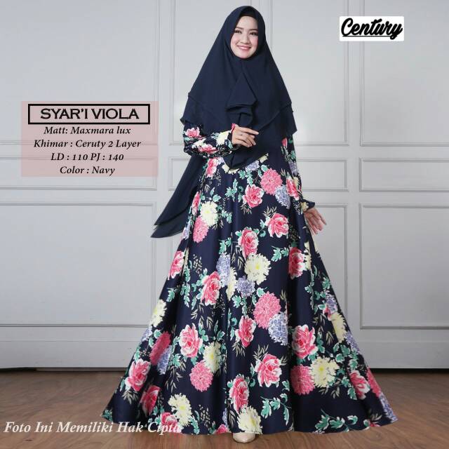 Gamis wanita syari Viola Syari, matt Maxmara Lux Khimar ceruty 2 layer