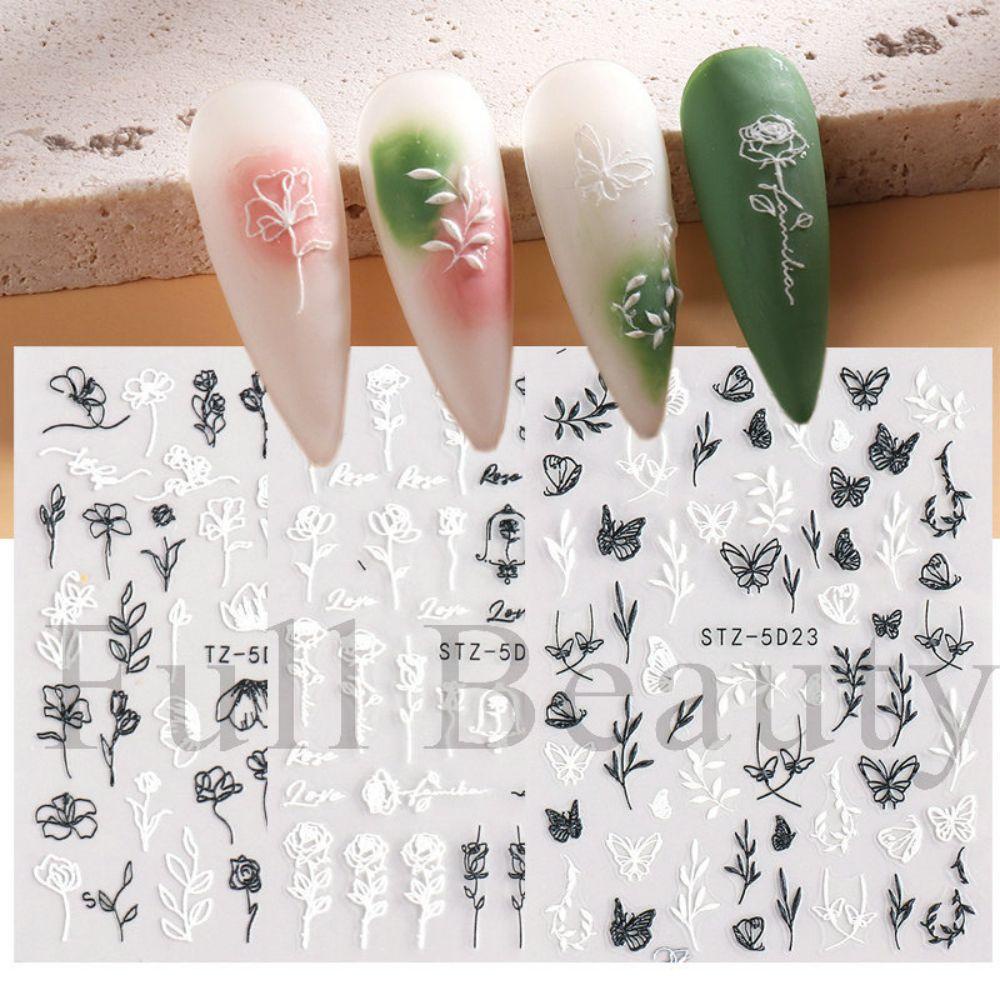 [Elegan] Self-adhesive Nail Decals Bunga Kupu-Kupu Salon Kuku Nail Art Sliders DIY Stiker Kuku Kuku Nail Art Decals Manicuring Sticker