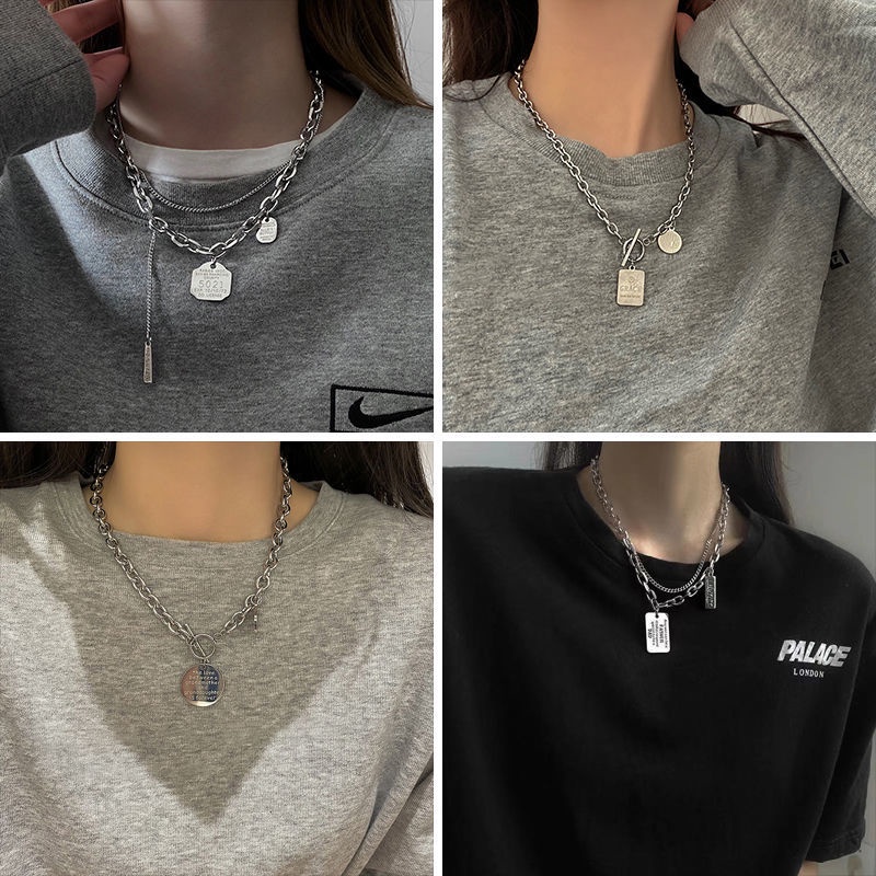 Titanium baja dekorasi kalung untuk wanita in hip hop baru fashion merek online merah bulu sweter ra