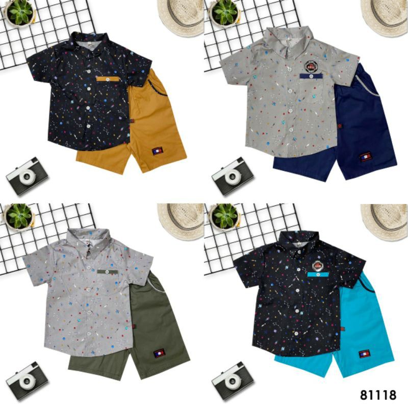 Set Kemeja Yess Kids size 22 24 26 11-13 tahun