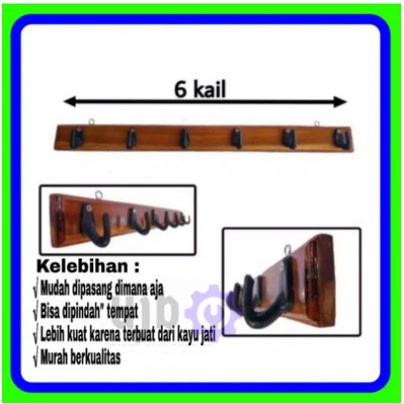 kapstok baju kayu minimalis / gantungan baju tempel dinding kapstok kayu /Kapstok Kayu Kait Plastik