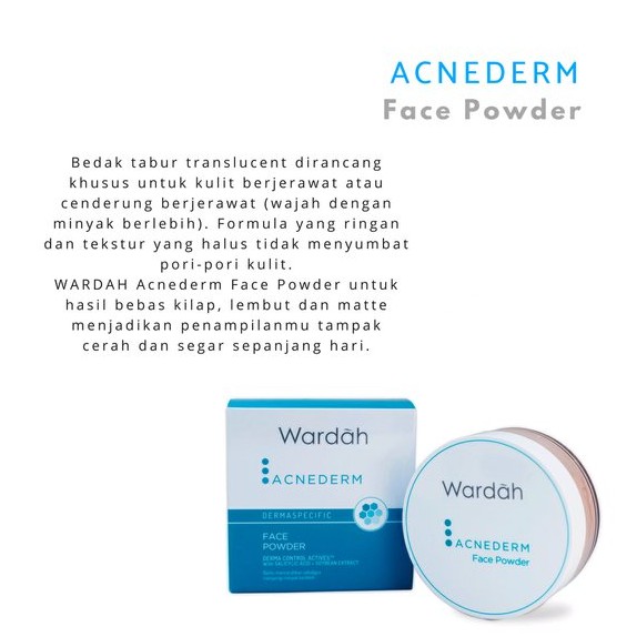 Wardah Acnederm Series Cleanser Toner Gel Face Powder