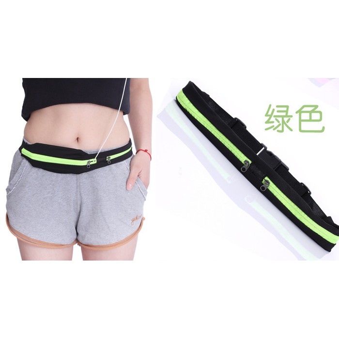 Go Belt Tas Pinggang Olahraga Jogging Belt Sport Double Pocket Running Belt