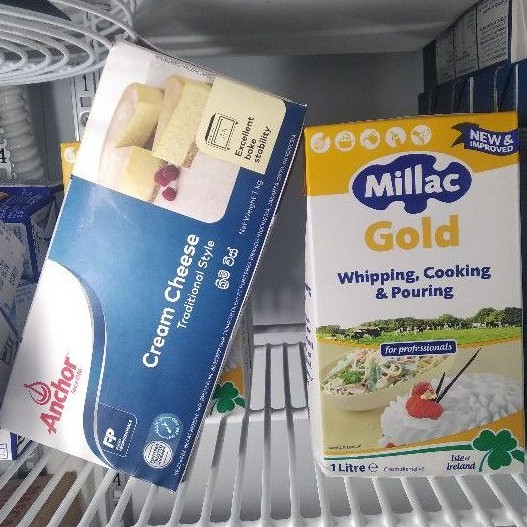 

BUNDLE PROMO! ANCHOR CREAM CHEESE 1KG & MILLAC GOLD 1LITER MURAH!