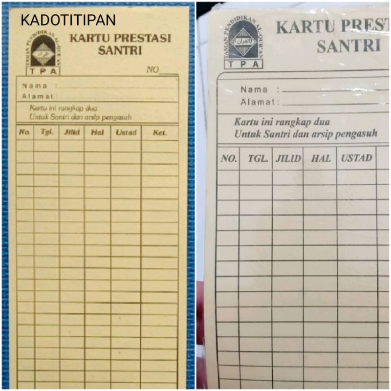 

KARTU PRESTASI/KARTU IQRO/KARTU MENGAJI/KARTU SANTRI/ KARTU PRESTASI SANTRI