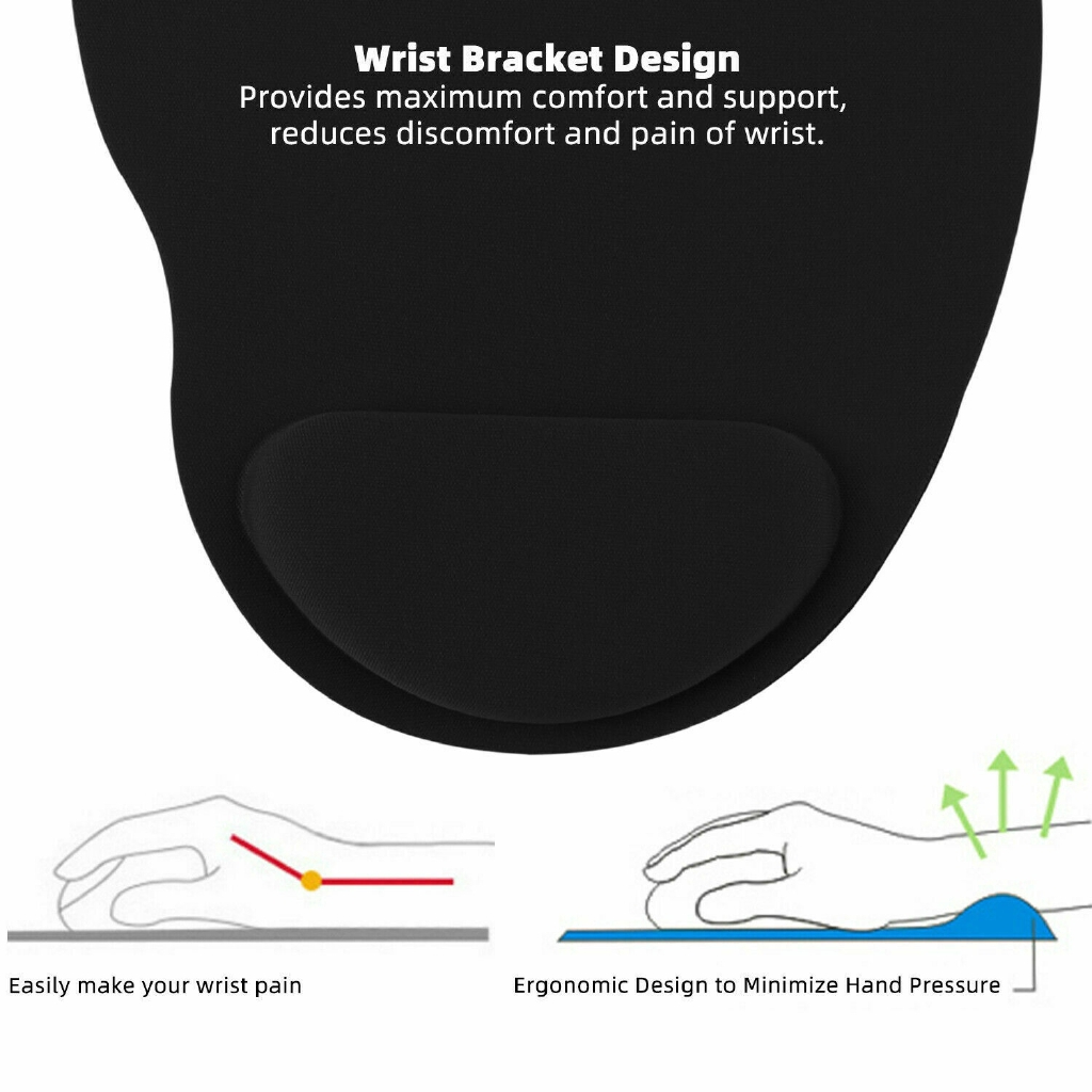 Ergonomic Mouse Pad with Wrist Support Soft Silicone EVA Mouse Mat for Laptop Desktop Hand Rest