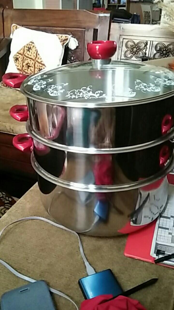 Khusus Gojek Panci Steamer Supra / Panci Serba Guna Sarangan Supra Stainless Tebal Susun 3 (32cm)