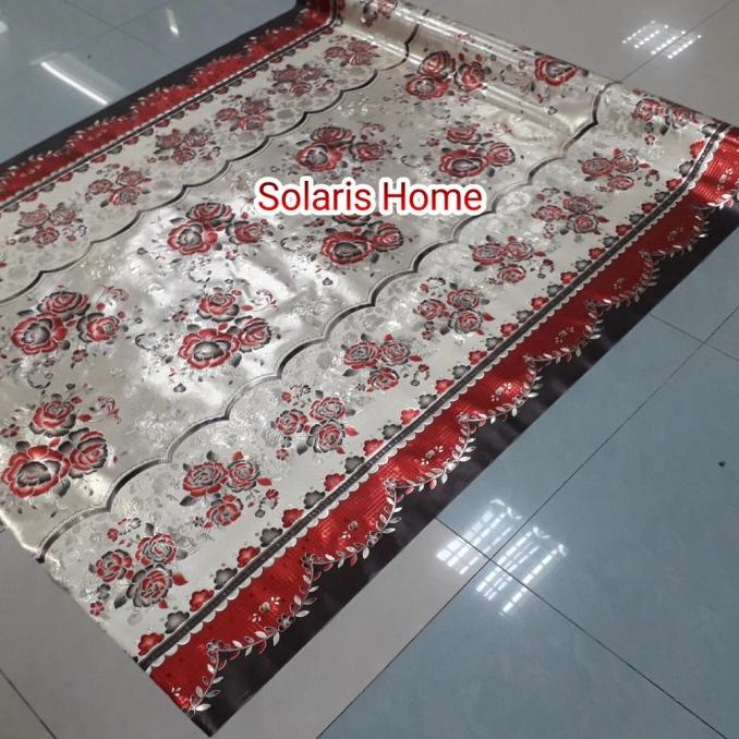 ] Taplak Meja Makan Meteran,PVC Plastik Import Coklat Nuansa Mas Mewah