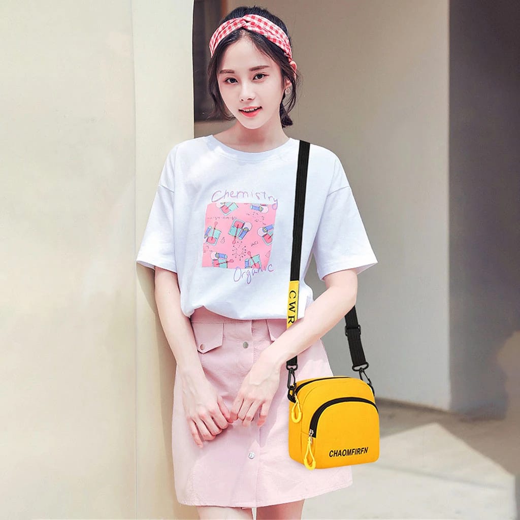 Twenty Bag - Tas Selempang Anak Wanita Dan Pria Terbaru 2021 Kekinian Motif Carakter CHAOMFIRFN OVAL Korean Style Murah Bahan Canvas Tebal