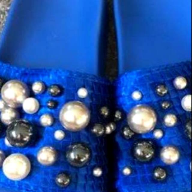 Zara shoes, blue slide pearl (preloved)