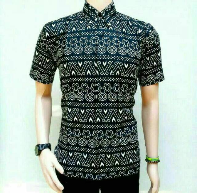 TERBARU Risna Batik HRB026 kenongo kemeja hem pendek padi pekalongan sogan halus M L XL Hem Batik