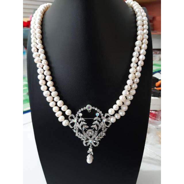 60 CM KALUNG RENTENGAN MUTIARA PANJANG ASLI MUTIARA AIR TAWAR LOMBOK KALUNG HIJAB