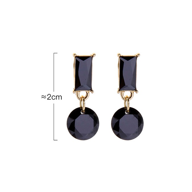 LRC Anting Tusuk Fashion Geometric Studded Crystal Stud Earrings K04289