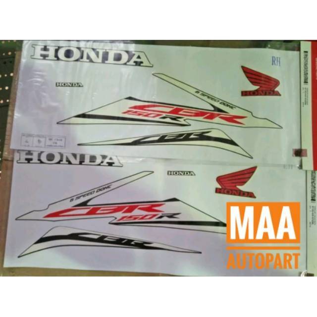 Sticker Body Stiker Striping Stripe Set CBR150R CBR 150 R Led K45G Black White Hitam Putih 871X0K45N