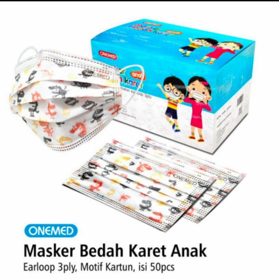 MASKER ANAK ONE MED MEDIS 3PLY / MASKER ONE MED MOTIF KARTUN
