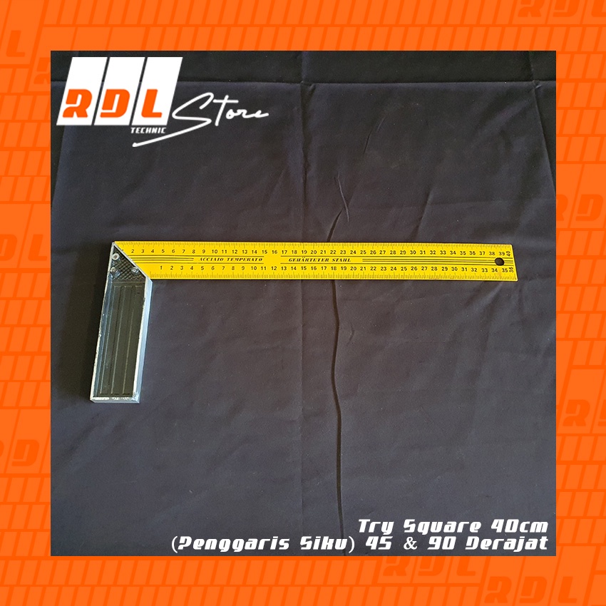 Try Square 40cm (Penggaris Siku) 45 & 90 Derajat