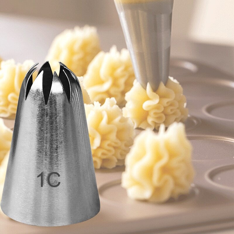 Spuit Kue No 1C Import Tanpa Sambungan Luar Spuit Kue Kering Bunga Mawar Hias Cupcake Tart Ukuran Be