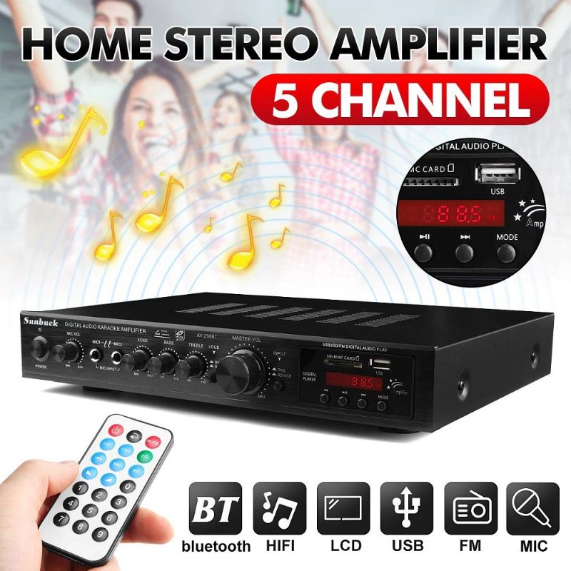 Power Ampli Amplifier Bluetooth Karaoke Home Theater FM Radio 600W