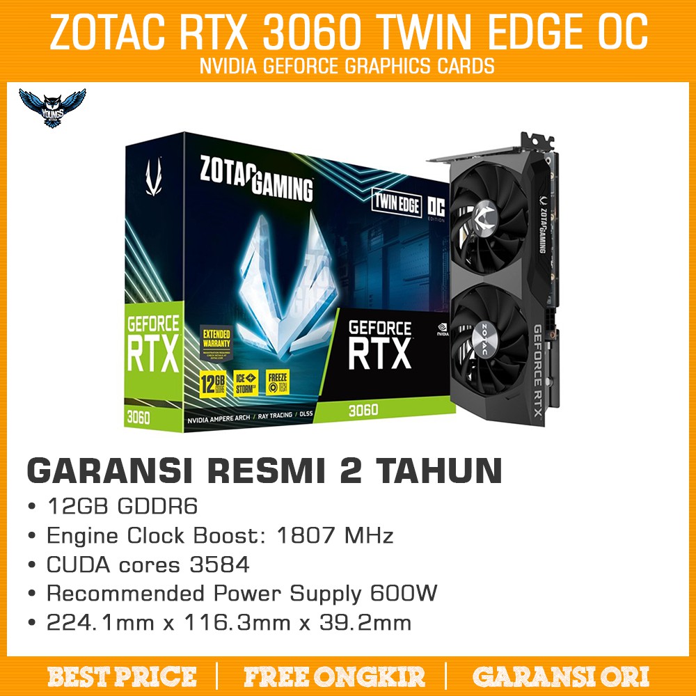 ZOTAC RTX 3060 TWIN EDGE OC GAMING 12GB DDR6 NVIDIA GEFORCE RTX3060