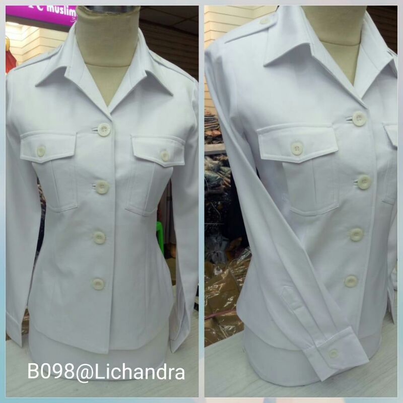 LICHANDRA KEMEJA PUTIH KANTONG 2/ATASAN KERJA PUTIH WANITA/BAJU KERJA PUTIH PEGAWAI PNS ASN