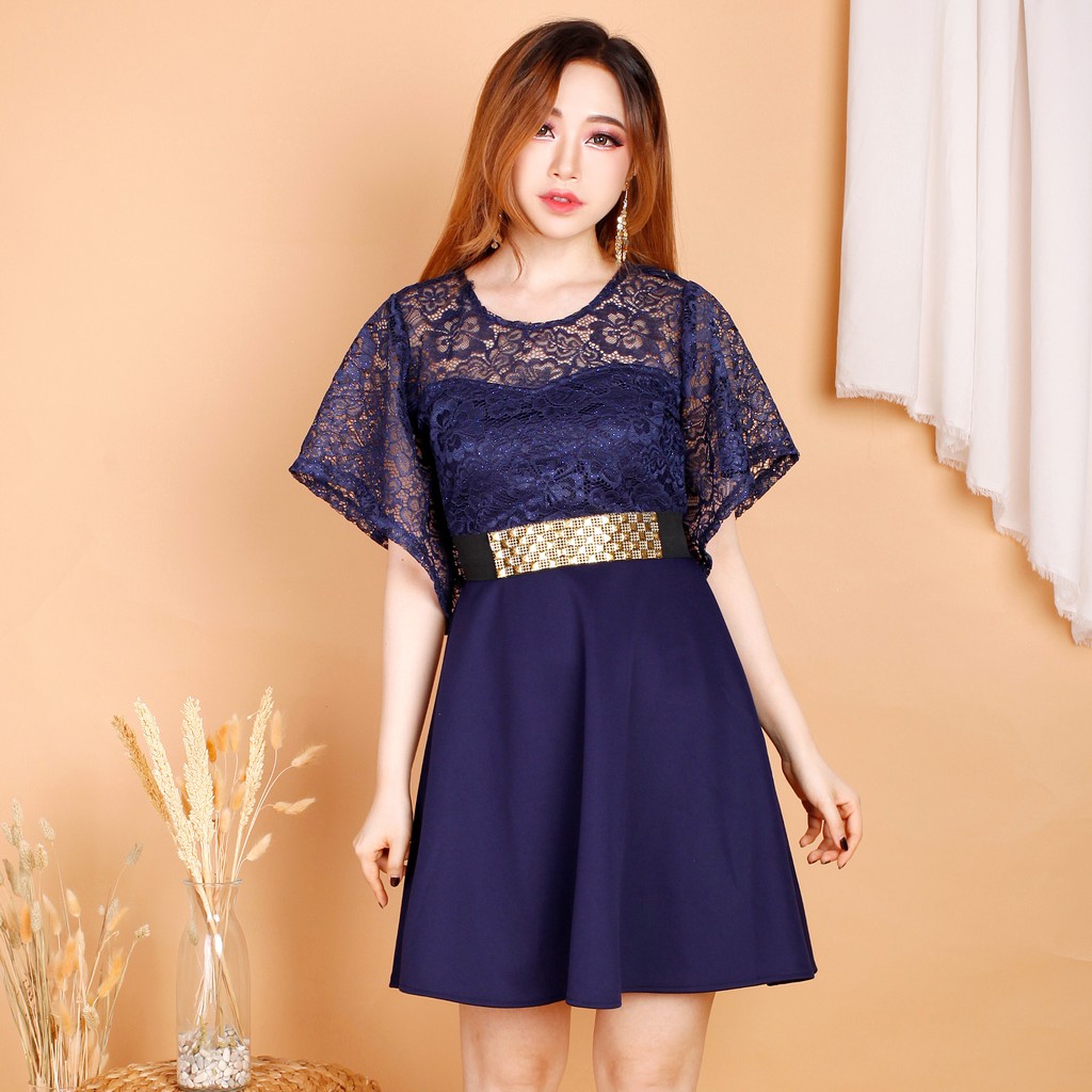 Kathryn collection # 114 Dres rok mekar scuba import premium kombinasi brukat gliter free belt