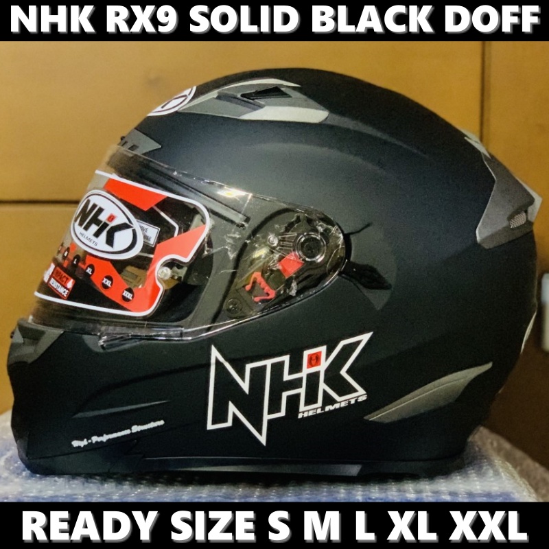 Helm NHK RX9 Solid Black Doff Hitam Dop Double Visor Full Face - Helem Motor SNI DOT Touring Dewasa 