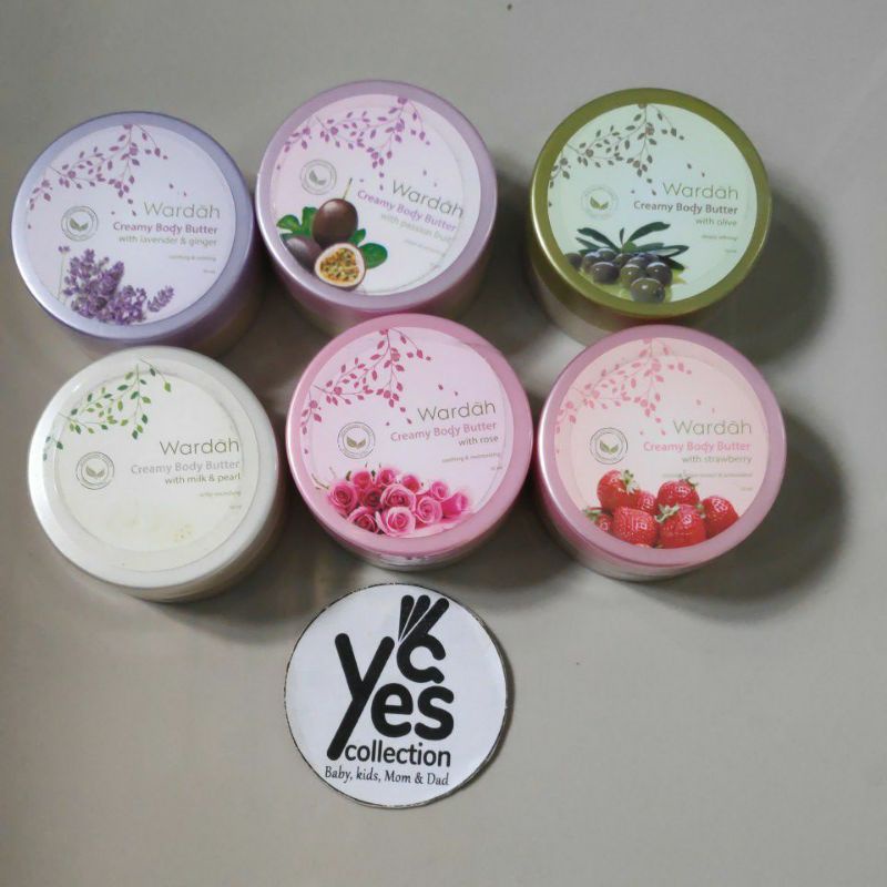 Wardah Creamy Body Butter 50 ml Lavender Ginger Passion Fruit Olive Milk Pearl Rose Strawberry Melembabkan Melembutkan kulit