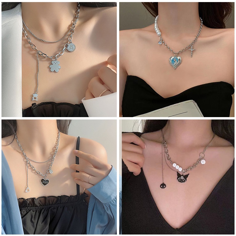 Korea fashion style sederhana titanium steel necklace in niche desain canggih kalung musim gugur mus