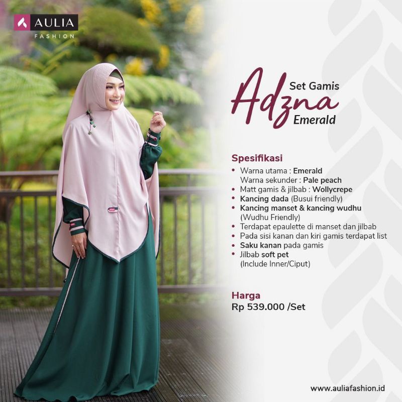 Aulia Fashion Gamis Terbaru Adzna Emerald Syar'i Recommended Syari