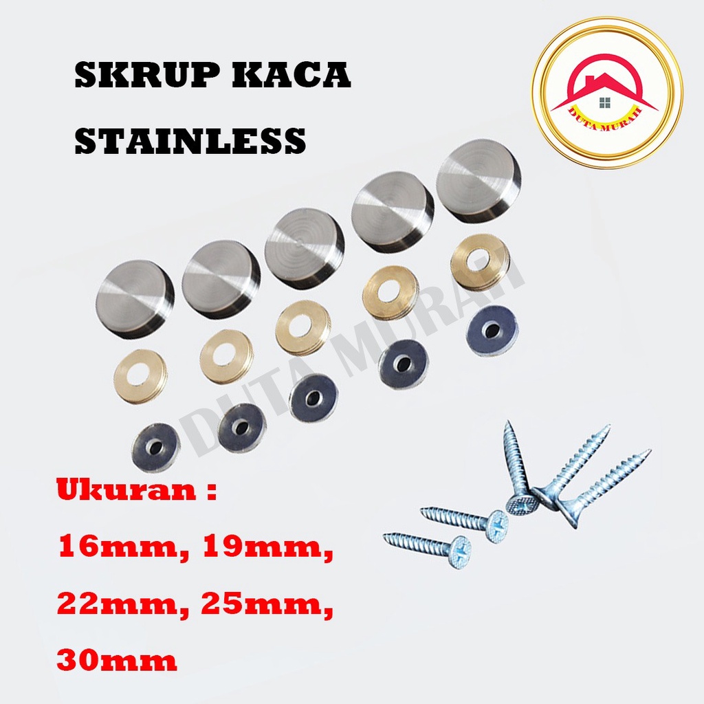 DOP SKRUP KACA TUTUP SEKRUP KACA STAINLESS 16 19 22 25 30 MM DOP SCREW SS
