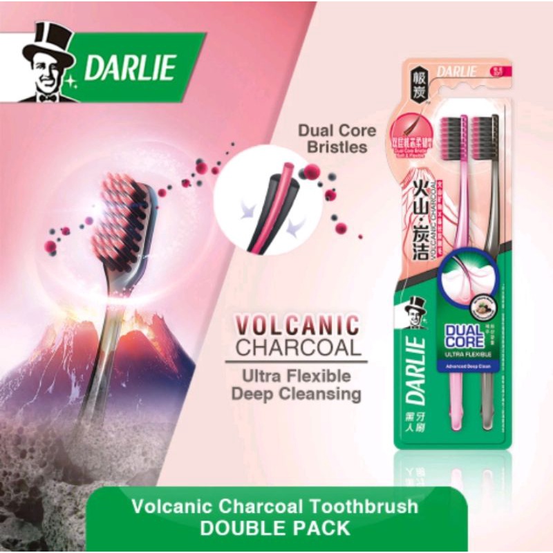 Sikat Gigi Darlie Toothbrush Ultra Flexible Volcanic Charcoal isi 2