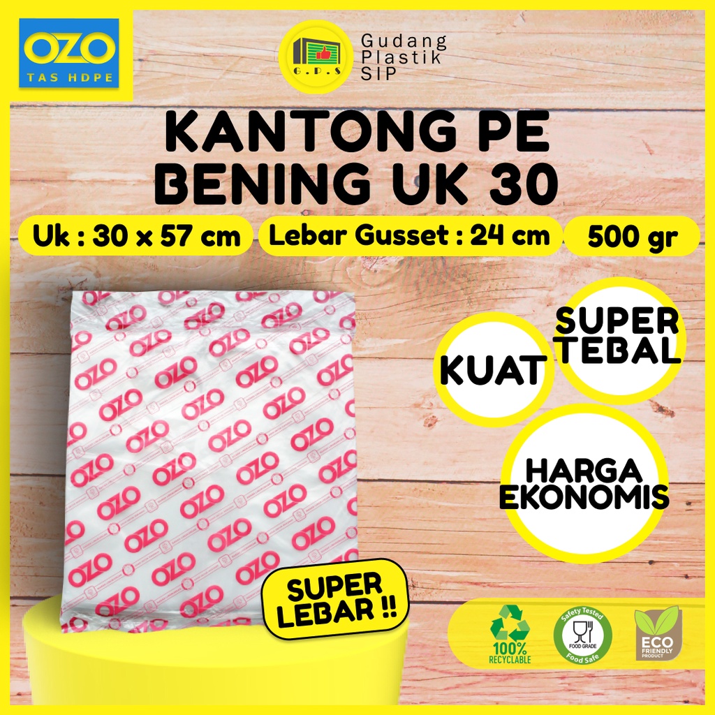 Kantong Plastik Kresek PE UK 30 Bening Transparan Tebal  (500gr)