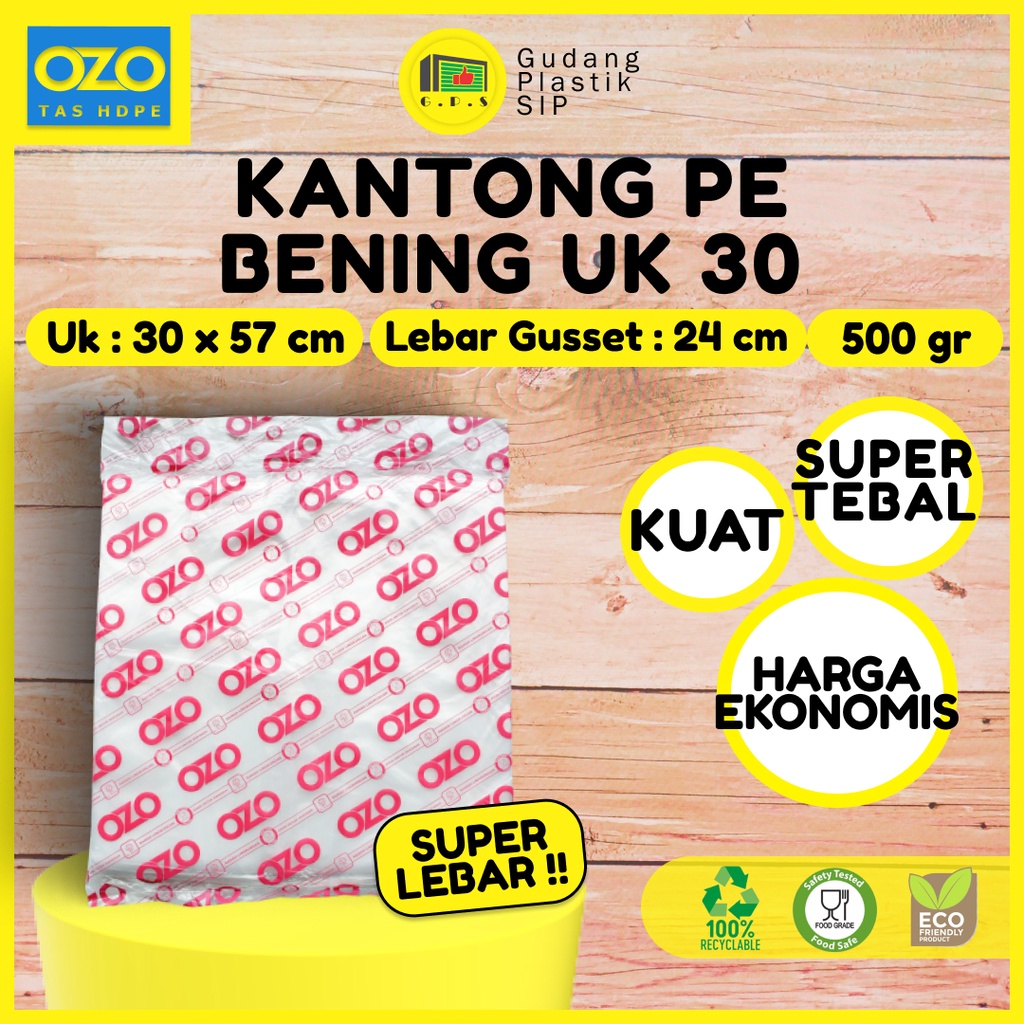 Kantong Plastik Kresek PE UK 30 Bening Transparan Tebal  (500gr)