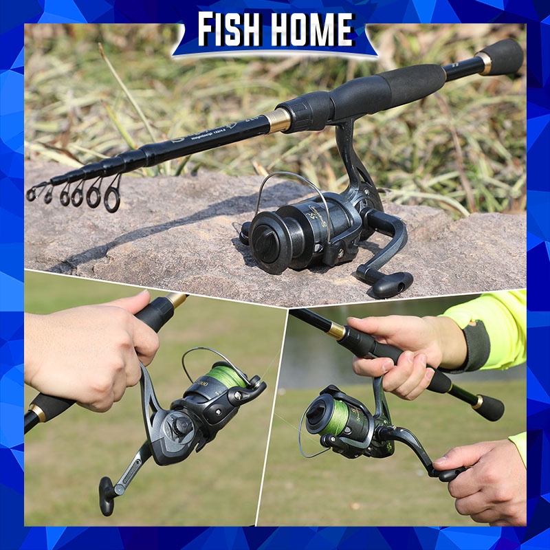 Sougayilang Joran Pancing Set Batang Berputar Dengan Tubuh Karbon Dan 6 BB Rasio Roda Gigi Tinggi 5.2:1 Set Reel Berputar Fishing Rod Set Untuk Tangan Kiri/Kanan Untuk Air Tawar