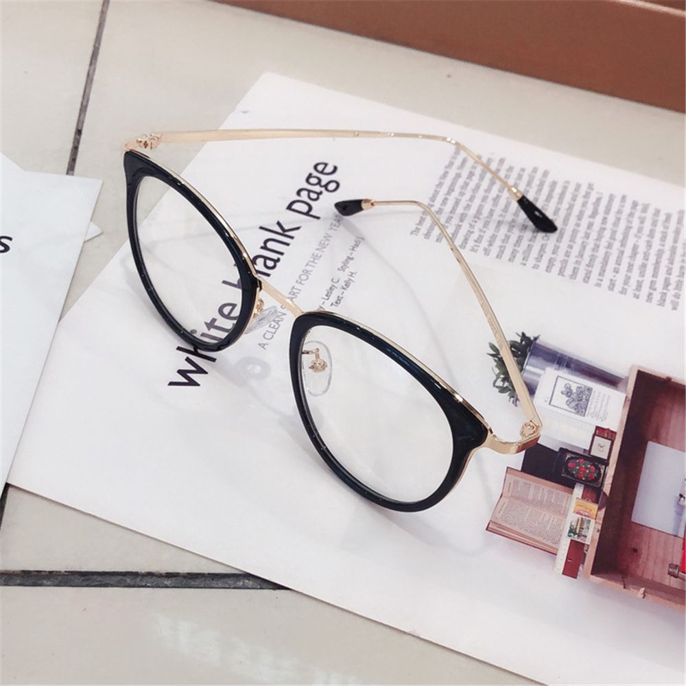 TOP Unisex Flat Mirror Eyewear Ultralight Glasses Optical Spectacle Round Frame Transparent Fashion Leopard Eyeglasses/Multicolor