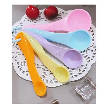 SENDOK TAKAR SET 5 IN 1 PASTEL UKURAN KUE AIR BUMBU DAPUR SENDOK SET TERMURAH | FADHILAH SHOP BJB