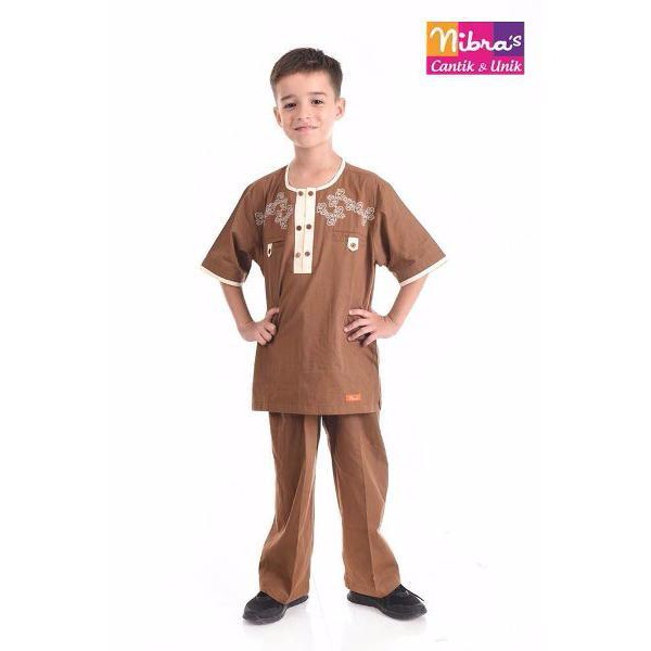 Paling Murah Nibras NSAL 38 Coklat  Baju  Koko Anak  Gaul 