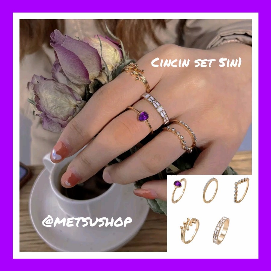 CINCIN SET 5IN1 FASHION WANITA BERLIAN IMITASI IMPORT