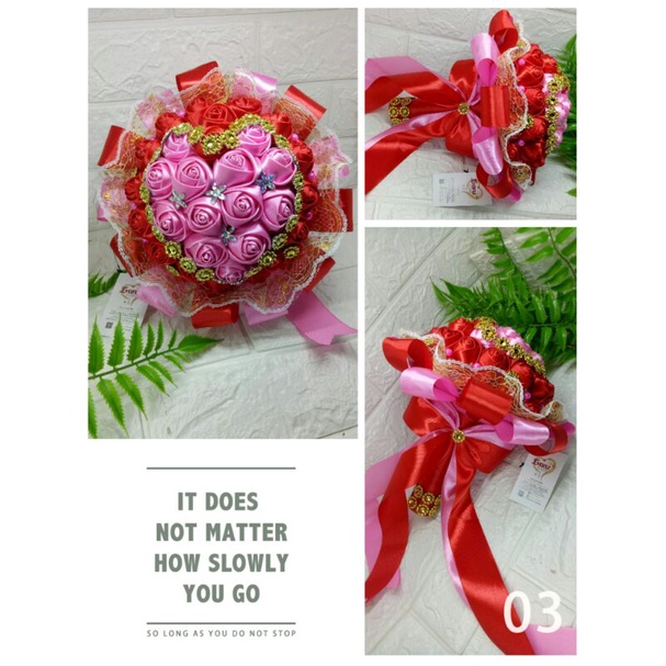 Hand Buket love K1713 Pita Satin Pengantin  Bucket Bunga Pengantin - Bouquet - Wisuda